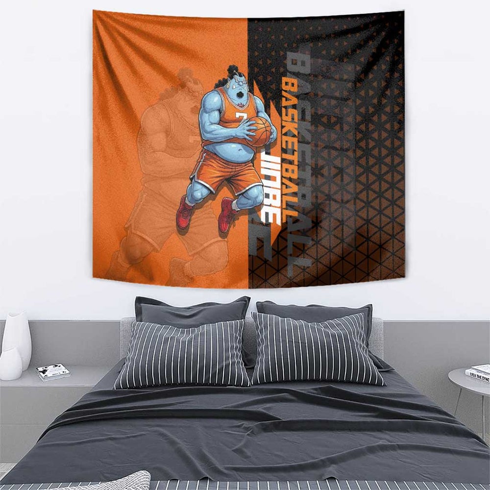 Jinbe One Piece Basketball Theme Orange and Black Design Tumbler With Handle with Powerful Pose and Sun Pirates Emblem TS04 Jinbe One Piece Basketball Theme Orange and Black Design Tumbler With Handle with Powerful Pose and Sun Pirates Emblem TS04