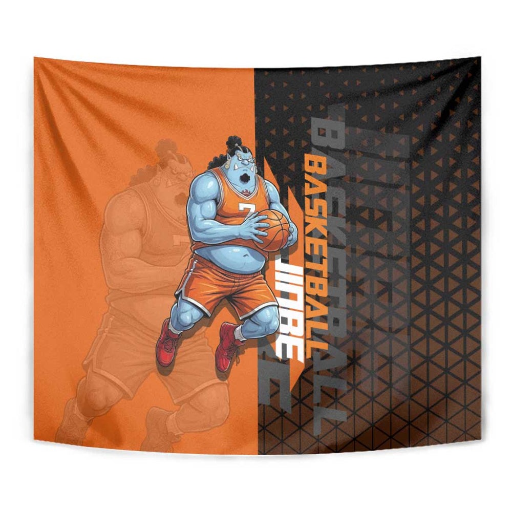 Jinbe One Piece Basketball Theme Orange and Black Design Tumbler With Handle with Powerful Pose and Sun Pirates Emblem TS04 Jinbe One Piece Basketball Theme Orange and Black Design Tumbler With Handle with Powerful Pose and Sun Pirates Emblem TS04
