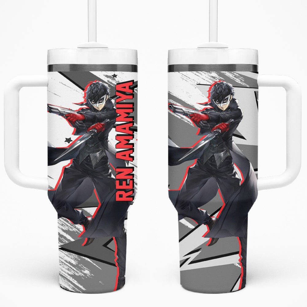 Joker Persona Tumbler With Handle Anime Mix Polygon Cyber Style TS04 Joker Persona Tumbler With Handle Anime Mix Polygon Cyber Style TS04