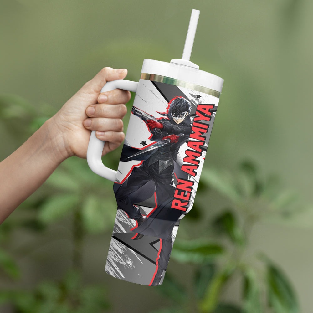 Joker Persona Tumbler With Handle Anime Mix Polygon Cyber Style TS04 Joker Persona Tumbler With Handle Anime Mix Polygon Cyber Style TS04
