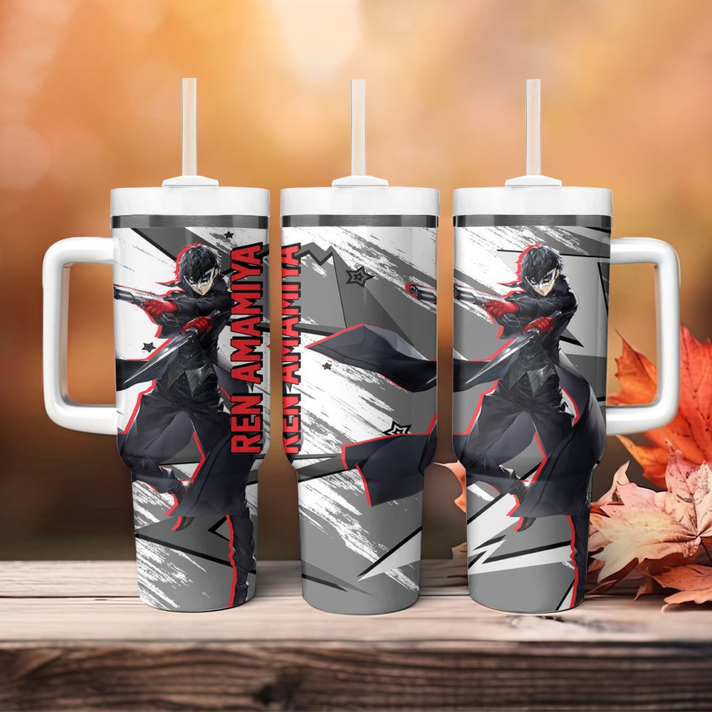 Joker Persona Tumbler With Handle Anime Mix Polygon Cyber Style TS04 Joker Persona Tumbler With Handle Anime Mix Polygon Cyber Style TS04