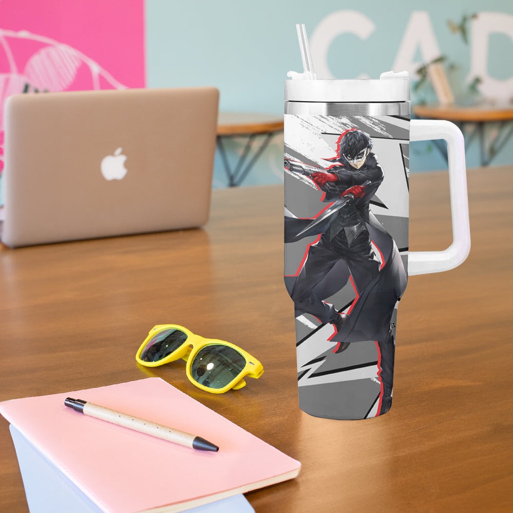 Joker Persona Tumbler With Handle Anime Mix Polygon Cyber Style TS04 Joker Persona Tumbler With Handle Anime Mix Polygon Cyber Style TS04