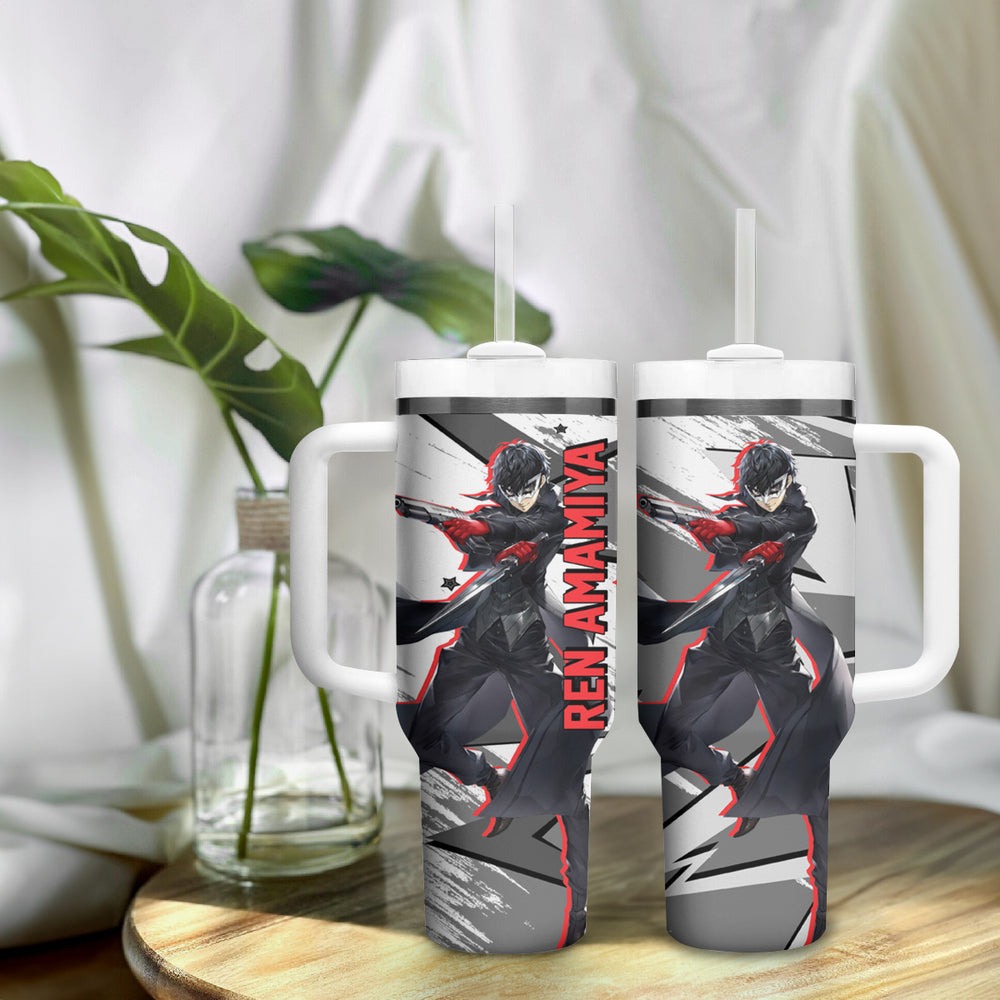 Joker Persona Tumbler With Handle Anime Mix Polygon Cyber Style TS04 Joker Persona Tumbler With Handle Anime Mix Polygon Cyber Style TS04