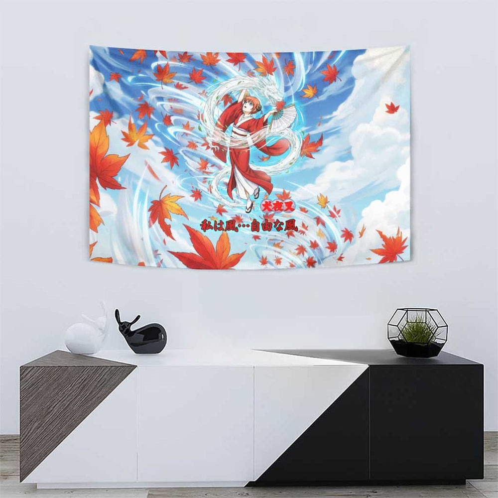 Kagura Inuyasha Series Tumbler With Handle Wind Spirit Anime Style with Autumn Maple Leaves TS04 Kagura Inuyasha Series Tumbler With Handle Wind Spirit Anime Style with Autumn Maple Leaves TS04