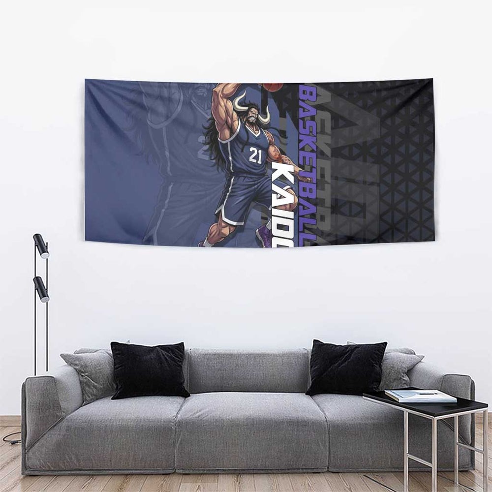 Kaido One Piece Basketball Theme Navy and Black Design Tumbler With Handle with Dragon Skull Emblem and Power Dunk Pose TS04 Kaido One Piece Basketball Theme Navy and Black Design Tumbler With Handle with Dragon Skull Emblem and Power Dunk Pose TS04