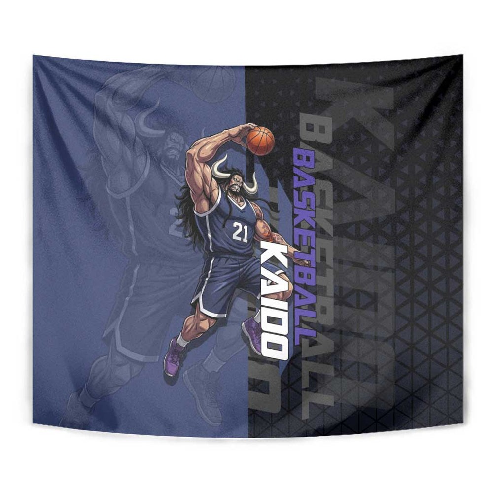 Kaido One Piece Basketball Theme Navy and Black Design Tumbler With Handle with Dragon Skull Emblem and Power Dunk Pose TS04 Kaido One Piece Basketball Theme Navy and Black Design Tumbler With Handle with Dragon Skull Emblem and Power Dunk Pose TS04
