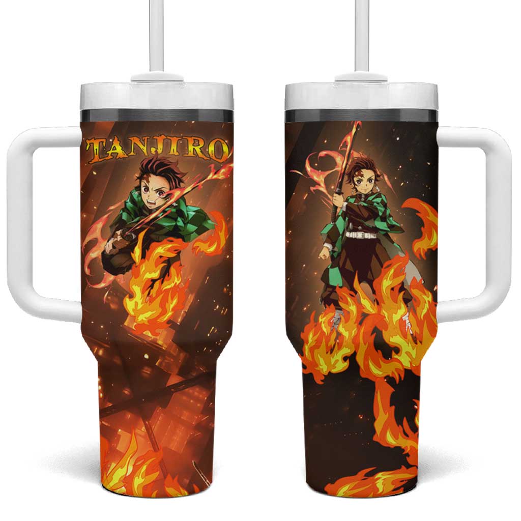 Kamado Tanjiro in Infinity Castle - Demon Slayer Tumbler With Handle Anime Style TS04