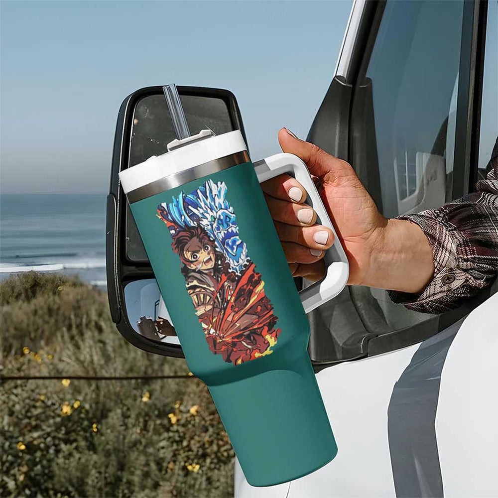 Kamado Tanjiro V2 Demon Slayer Tumbler With Handle Japan Anime Style TS04 Kamado Tanjiro V2 Demon Slayer Tumbler With Handle Japan Anime Style TS04
