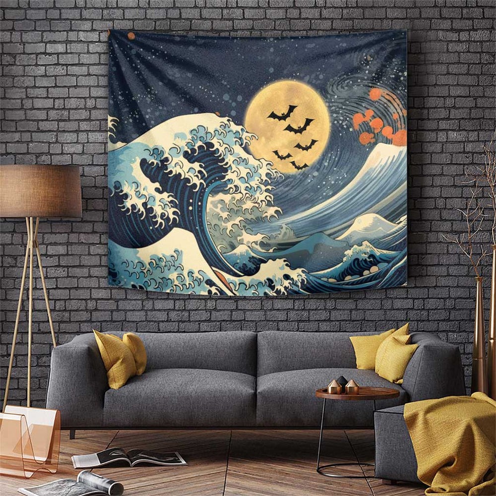 Kanagawa Wave Janpan Halloween Tumbler With Handle Japan Art Style TS04 Kanagawa Wave Janpan Halloween Tumbler With Handle Japan Art Style TS04