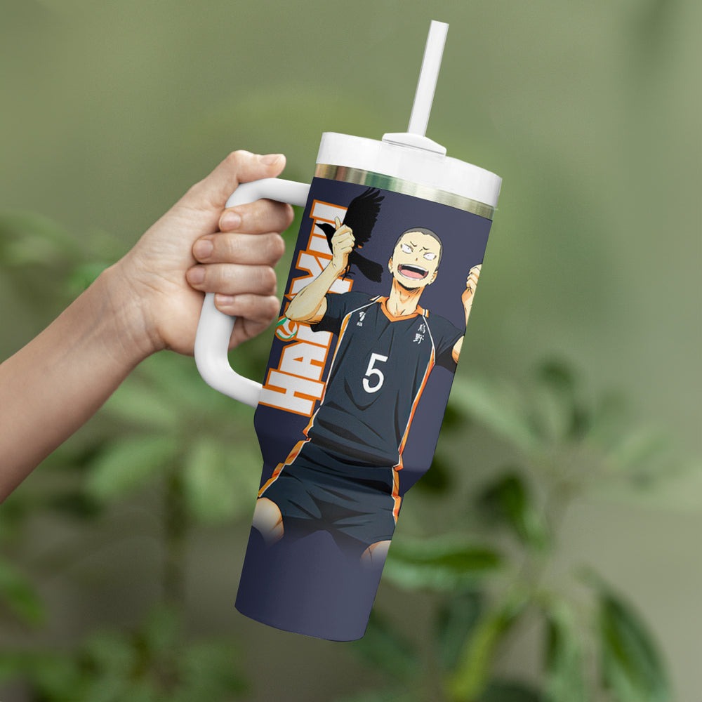 Karasuno Tanaka Tumbler With Handle Haikyu TS04 Karasuno Tanaka Tumbler With Handle Haikyu TS04