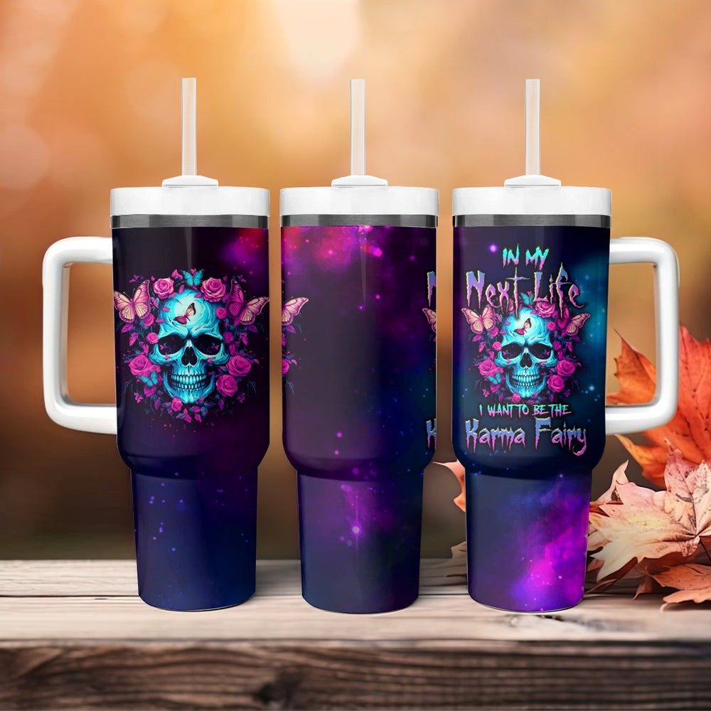 Karma Fairy Skull Galaxy Tumbler With Handle TS04 Karma Fairy Skull Galaxy Tumbler With Handle TS04