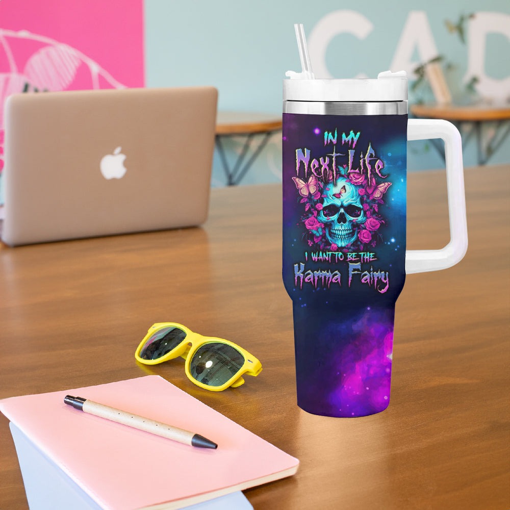 Karma Fairy Skull Galaxy Tumbler With Handle TS04 Karma Fairy Skull Galaxy Tumbler With Handle TS04