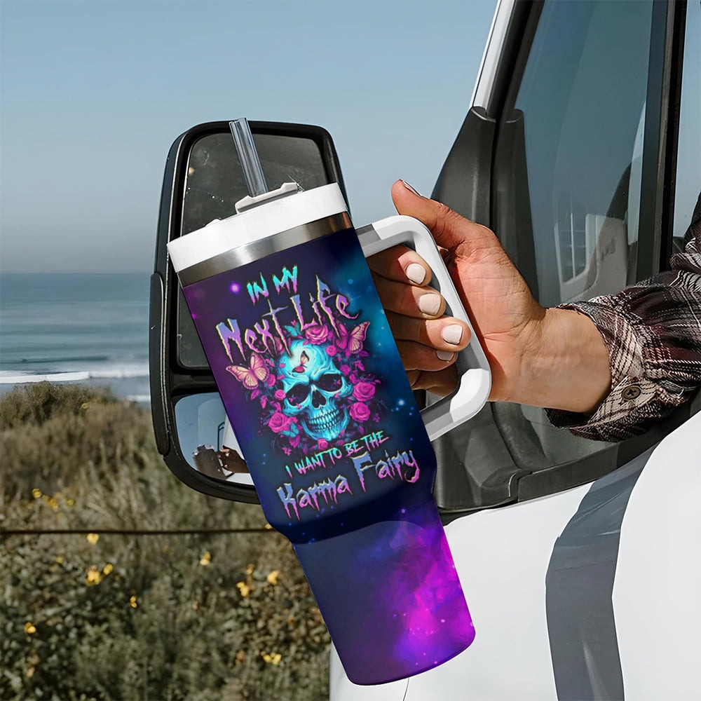 Karma Fairy Skull Galaxy Tumbler With Handle TS04 Karma Fairy Skull Galaxy Tumbler With Handle TS04
