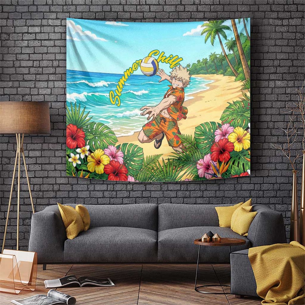 Katsuki Bakugo Summer Chill Tumbler With Handle Tropical Anime Action Scene TS04 Katsuki Bakugo Summer Chill Tumbler With Handle Tropical Anime Action Scene TS04