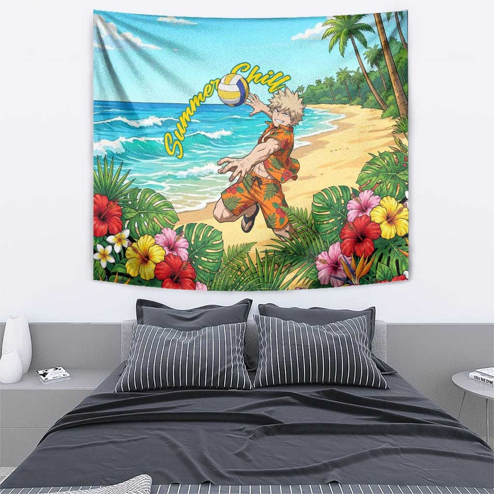 Katsuki Bakugo Summer Chill Tumbler With Handle Tropical Anime Action Scene TS04 Katsuki Bakugo Summer Chill Tumbler With Handle Tropical Anime Action Scene TS04
