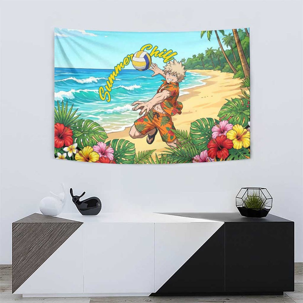 Katsuki Bakugo Summer Chill Tumbler With Handle Tropical Anime Action Scene TS04 Katsuki Bakugo Summer Chill Tumbler With Handle Tropical Anime Action Scene TS04