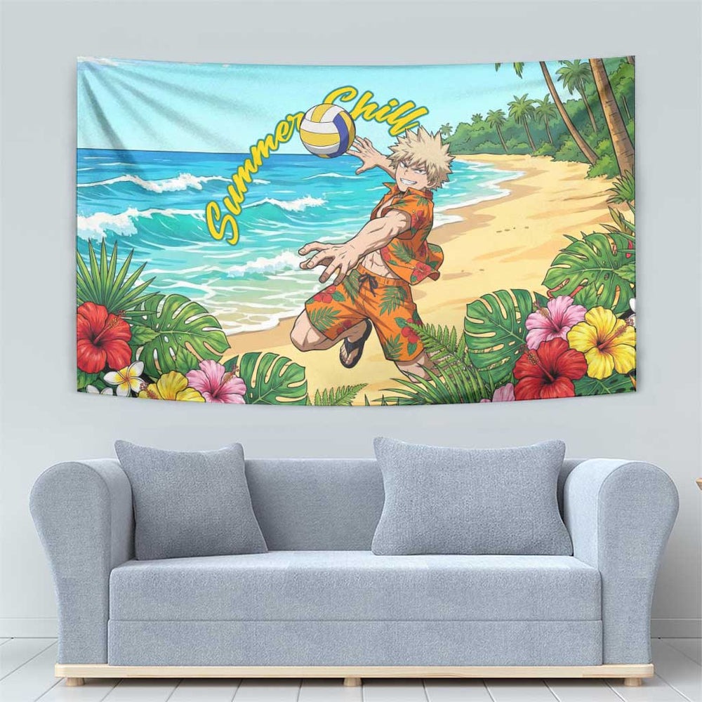 Katsuki Bakugo Summer Chill Tumbler With Handle Tropical Anime Action Scene TS04 Katsuki Bakugo Summer Chill Tumbler With Handle Tropical Anime Action Scene TS04