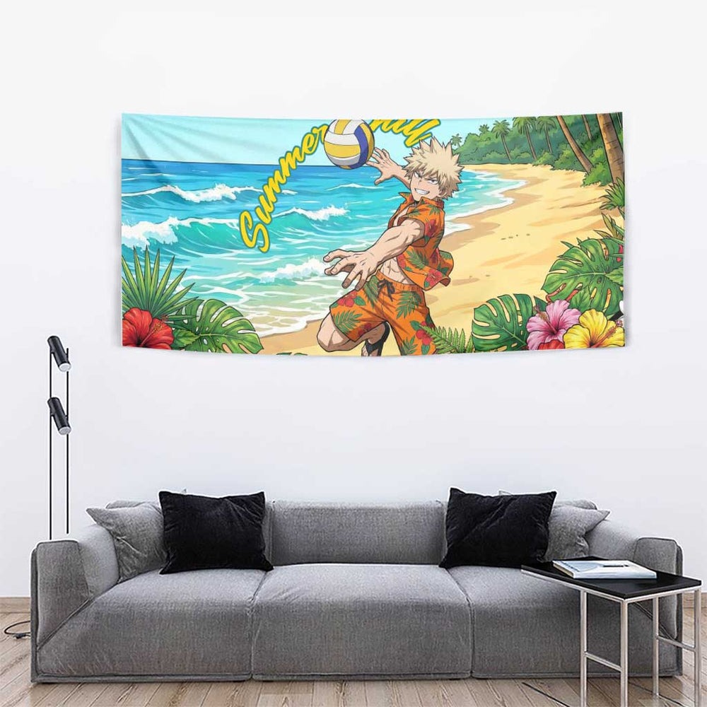 Katsuki Bakugo Summer Chill Tumbler With Handle Tropical Anime Action Scene TS04 Katsuki Bakugo Summer Chill Tumbler With Handle Tropical Anime Action Scene TS04