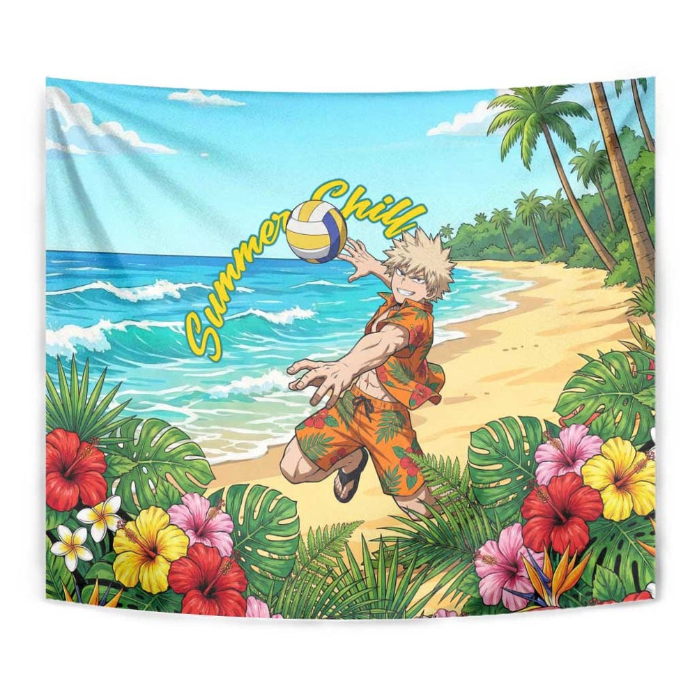 Katsuki Bakugo Summer Chill Tumbler With Handle Tropical Anime Action Scene TS04 Katsuki Bakugo Summer Chill Tumbler With Handle Tropical Anime Action Scene TS04