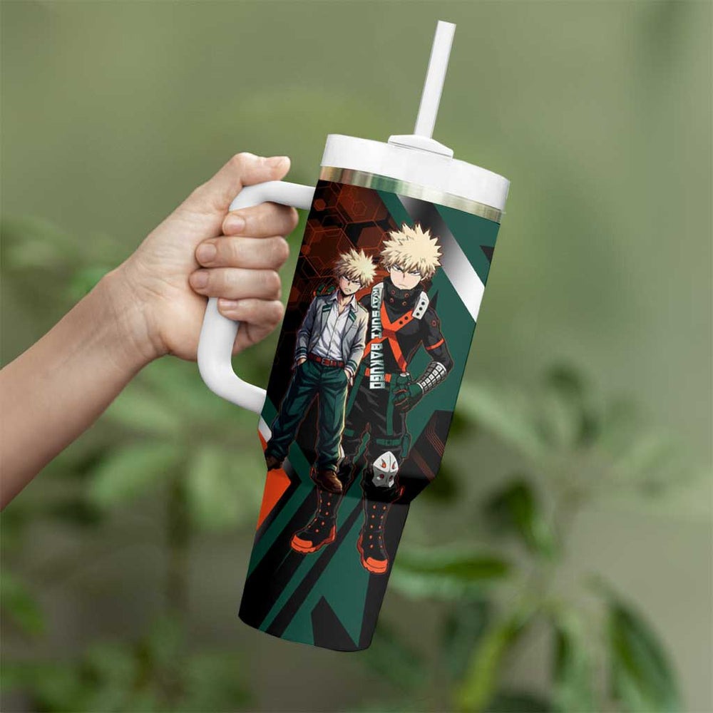 Katsuki Bakugo Tumbler With Handle Explosive Anime Action Illustration with Fiery Combat Effects TS04 Katsuki Bakugo Tumbler With Handle Explosive Anime Action Illustration with Fiery Combat Effects TS04