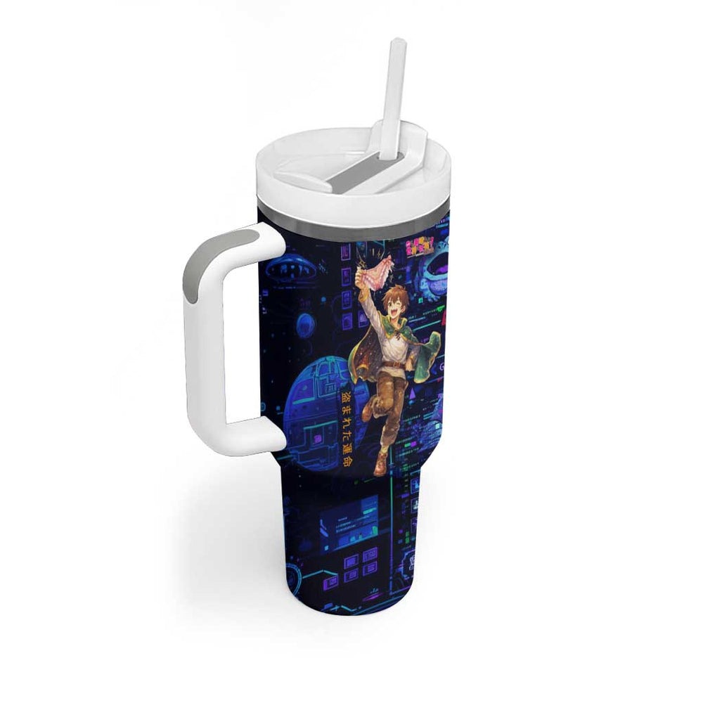 Kazuma Steal Skill Tumbler With Handle Retro Anime RPG Interface Style TS04 Kazuma Steal Skill Tumbler With Handle Retro Anime RPG Interface Style TS04