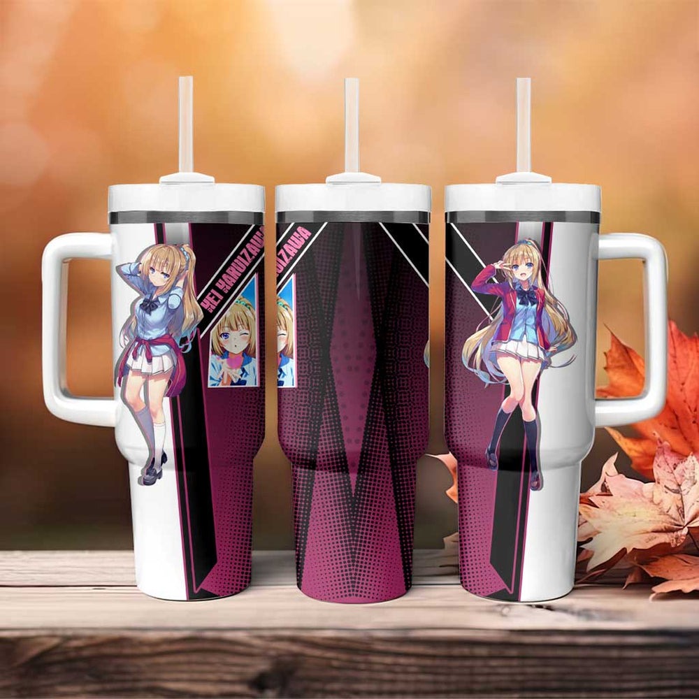 Kei Karuizawa Tumbler With Handle Playful Modern School Anime Style TS04 Kei Karuizawa Tumbler With Handle Playful Modern School Anime Style TS04