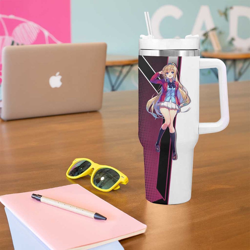 Kei Karuizawa Tumbler With Handle Playful Modern School Anime Style TS04 Kei Karuizawa Tumbler With Handle Playful Modern School Anime Style TS04