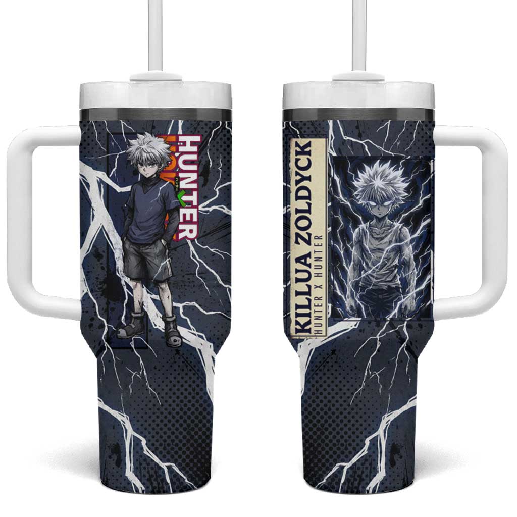 Killua Zoldyck Hunter x Hunter Lightning Aura Design Tumbler With Handle with Transformation Artwork and Anime Style Graphics TS04