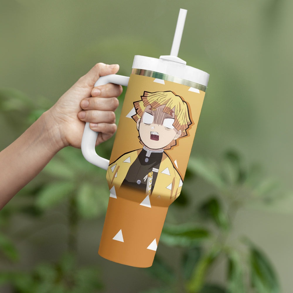 Kimetsu Zenitsu Tumbler With Handle Demon Slayer Anime Funny Style TS04 Kimetsu Zenitsu Tumbler With Handle Demon Slayer Anime Funny Style TS04