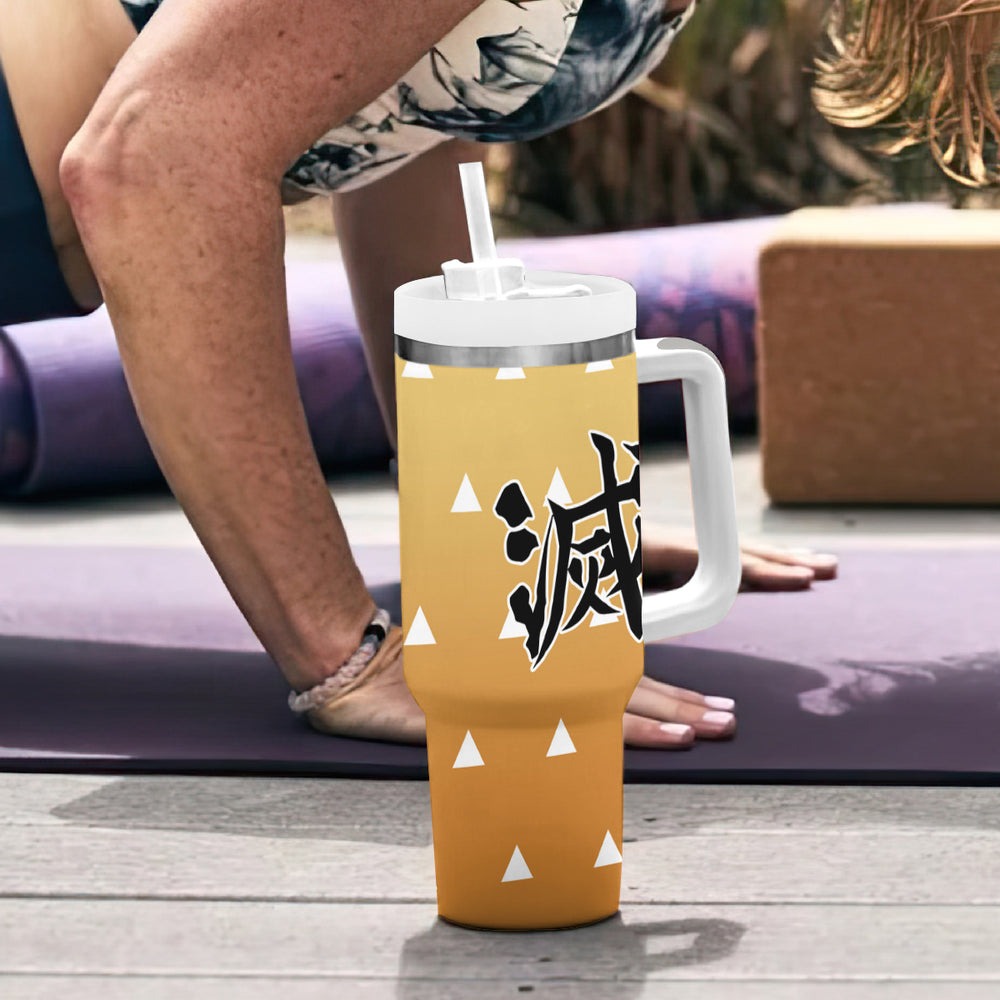 Kimetsu Zenitsu Tumbler With Handle Demon Slayer Anime Funny Style TS04 Kimetsu Zenitsu Tumbler With Handle Demon Slayer Anime Funny Style TS04