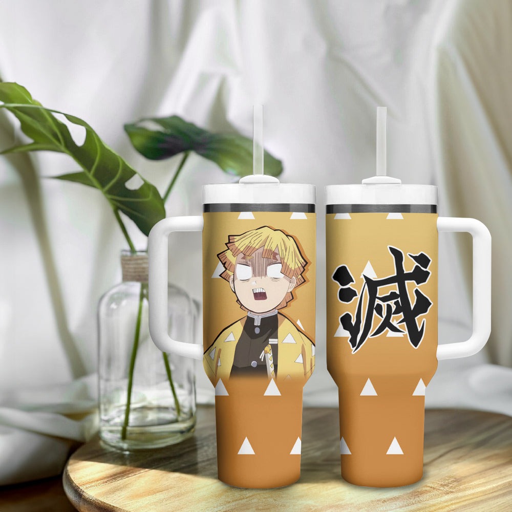 Kimetsu Zenitsu Tumbler With Handle Demon Slayer Anime Funny Style TS04 Kimetsu Zenitsu Tumbler With Handle Demon Slayer Anime Funny Style TS04