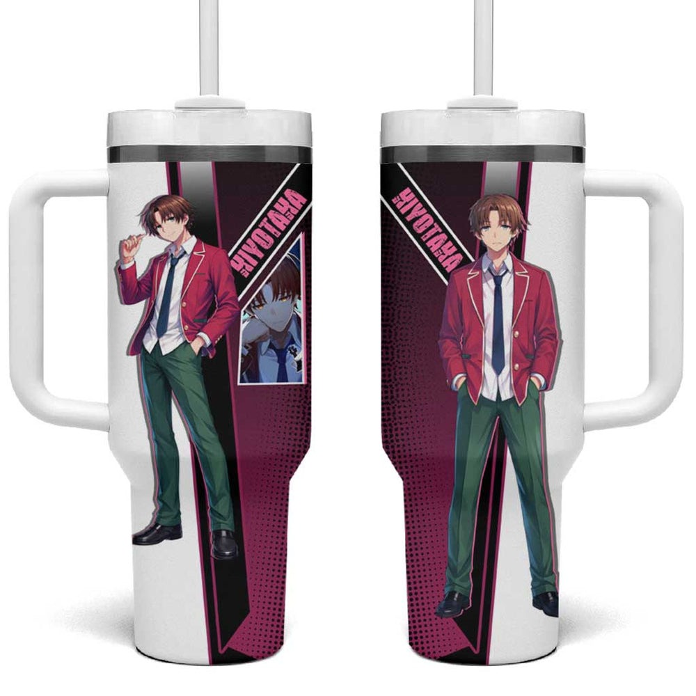 Kiyotaka Ayanokouji Tumbler With Handle Minimalist Strategic Anime Style TS04 Kiyotaka Ayanokouji Tumbler With Handle Minimalist Strategic Anime Style TS04