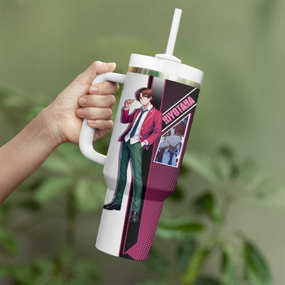 Kiyotaka Ayanokouji Tumbler With Handle Minimalist Strategic Anime Style TS04 Kiyotaka Ayanokouji Tumbler With Handle Minimalist Strategic Anime Style TS04