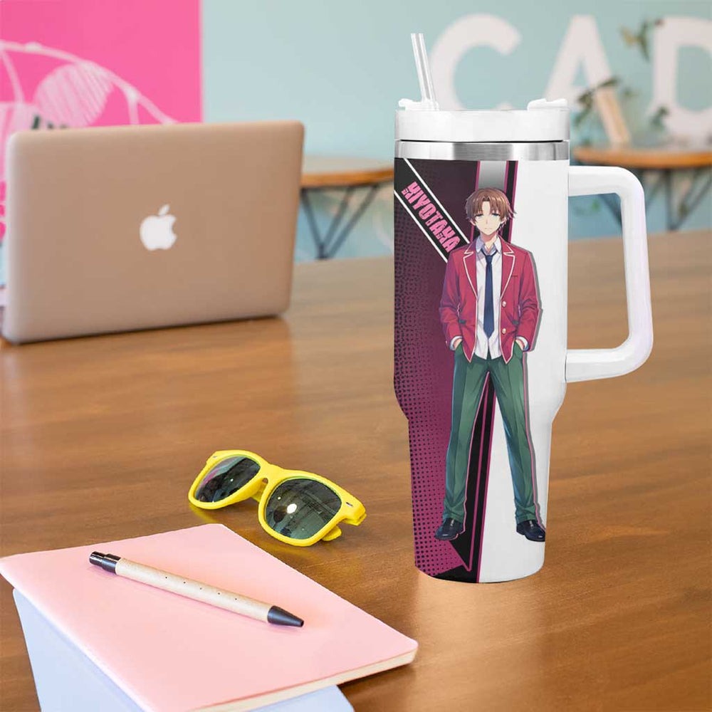 Kiyotaka Ayanokouji Tumbler With Handle Minimalist Strategic Anime Style TS04 Kiyotaka Ayanokouji Tumbler With Handle Minimalist Strategic Anime Style TS04