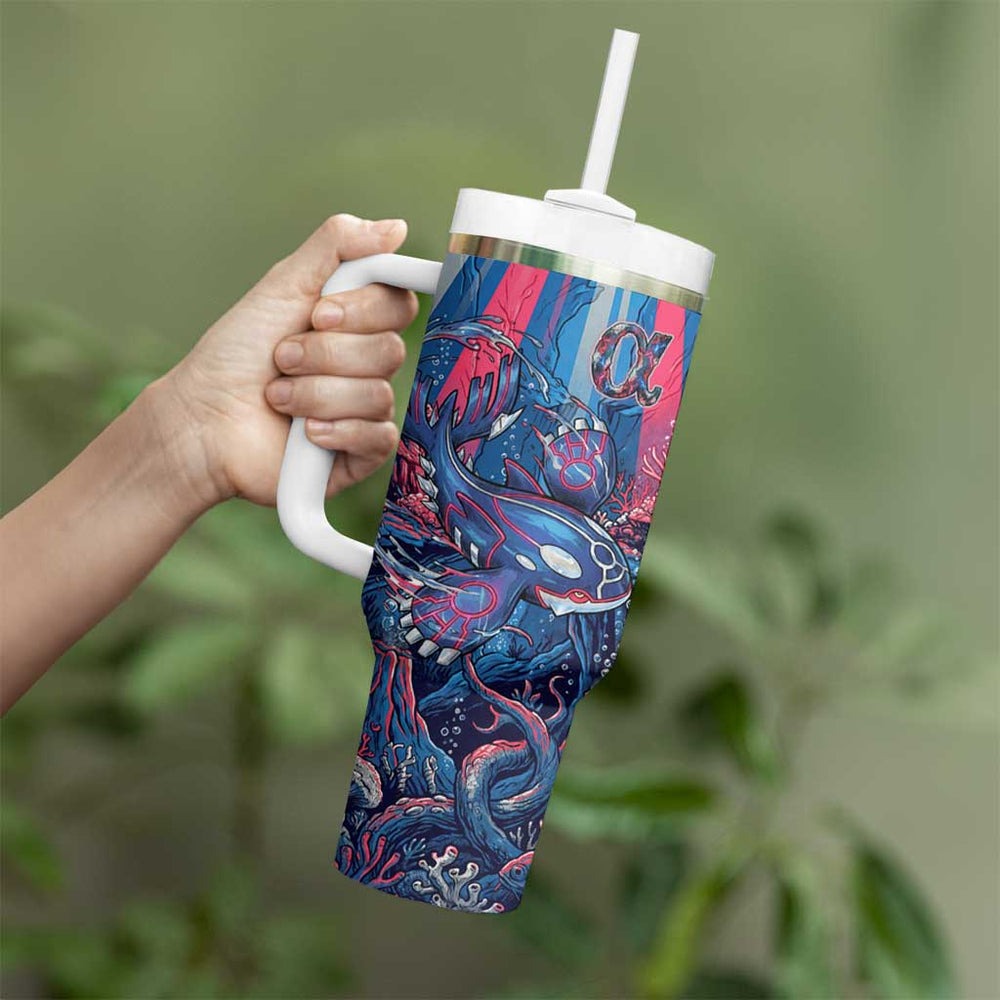 Kyogre Alpha Tumbler With Handle Neon Deep Sea Coral Art TS04