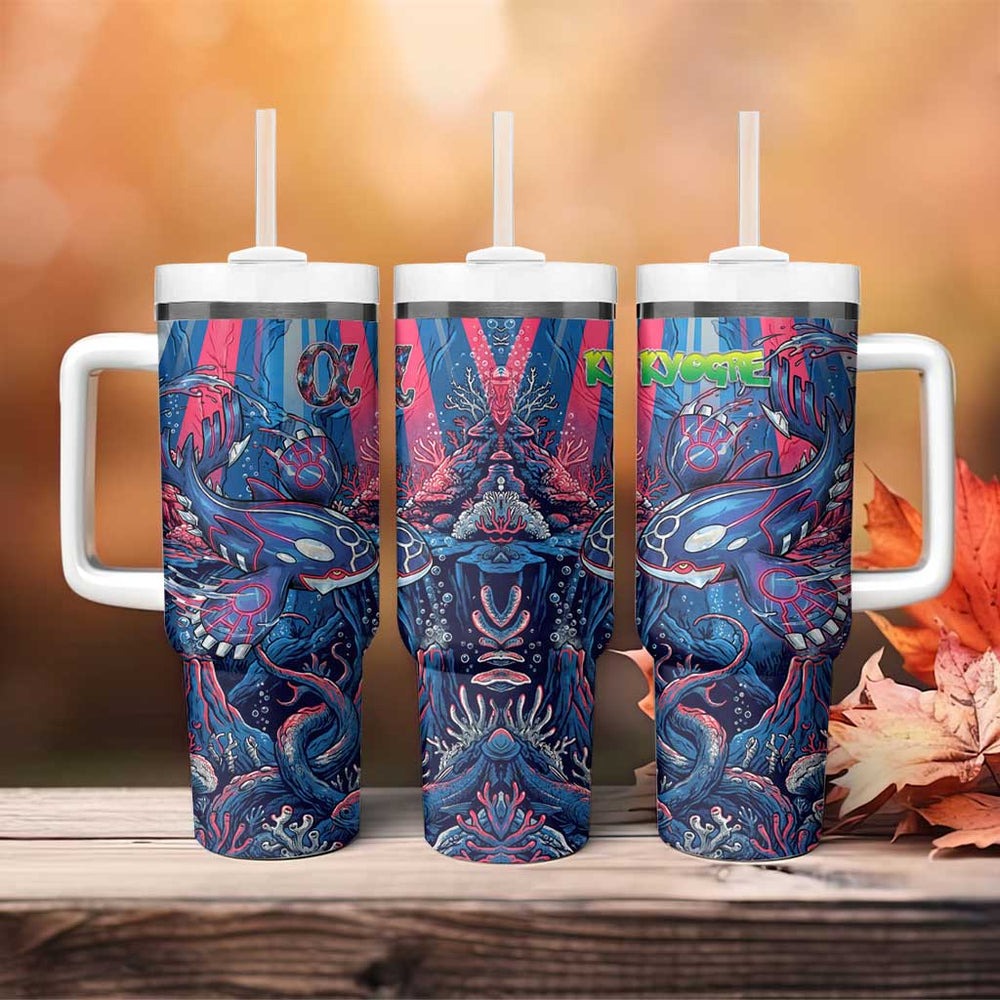 Kyogre Alpha Tumbler With Handle Neon Deep Sea Coral Art TS04