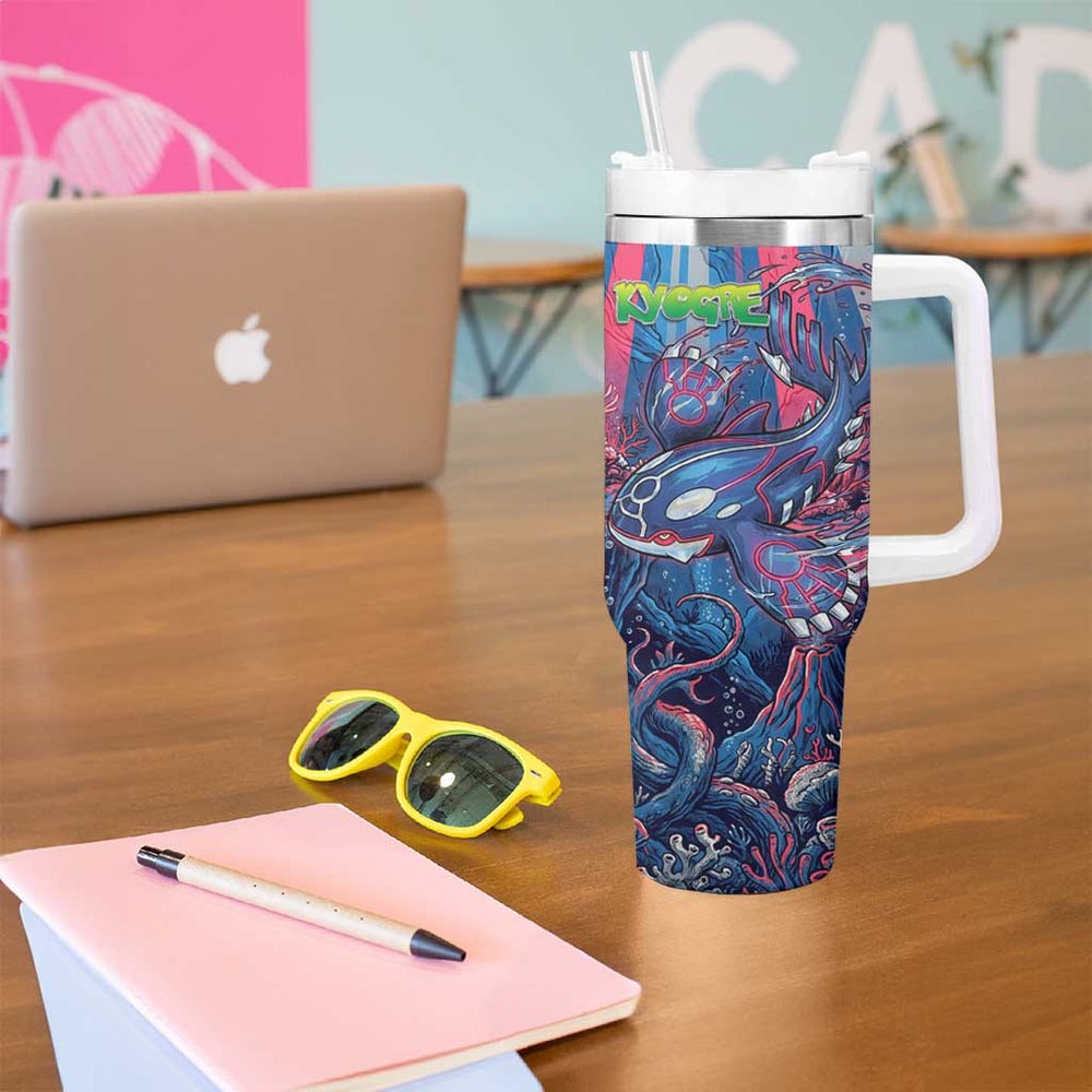 Kyogre Alpha Tumbler With Handle Neon Deep Sea Coral Art TS04