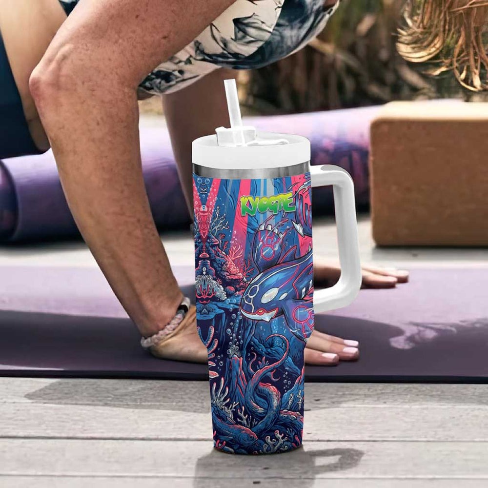 Kyogre Alpha Tumbler With Handle Neon Deep Sea Coral Art TS04