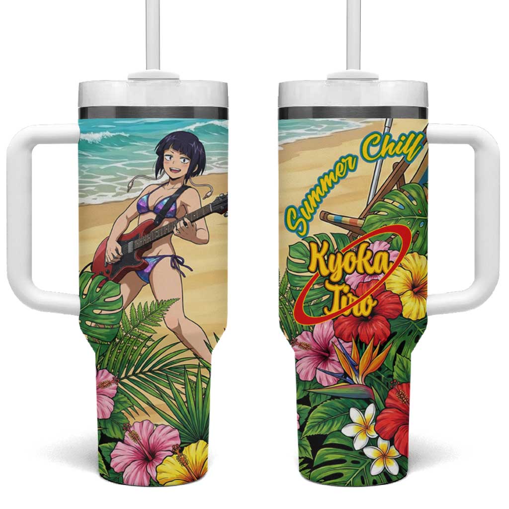 Kyoka Jiro Summer Chill Tumbler With Handle Tropical Anime Rock Vibes TS04