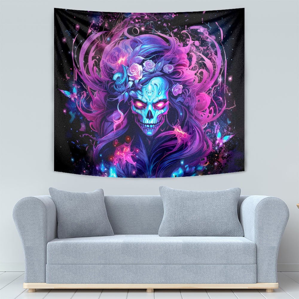 Lady Skull Tapestry I'm Not Anti Social I'm Just Not User Friendly DT01