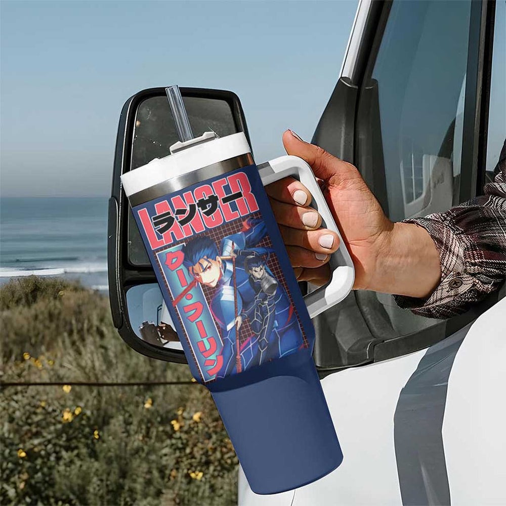 Lancer Fate Stay Night Unlimited Blade Works Tumbler With Handle Anime Style TS04 Lancer Fate Stay Night Unlimited Blade Works Tumbler With Handle Anime Style TS04