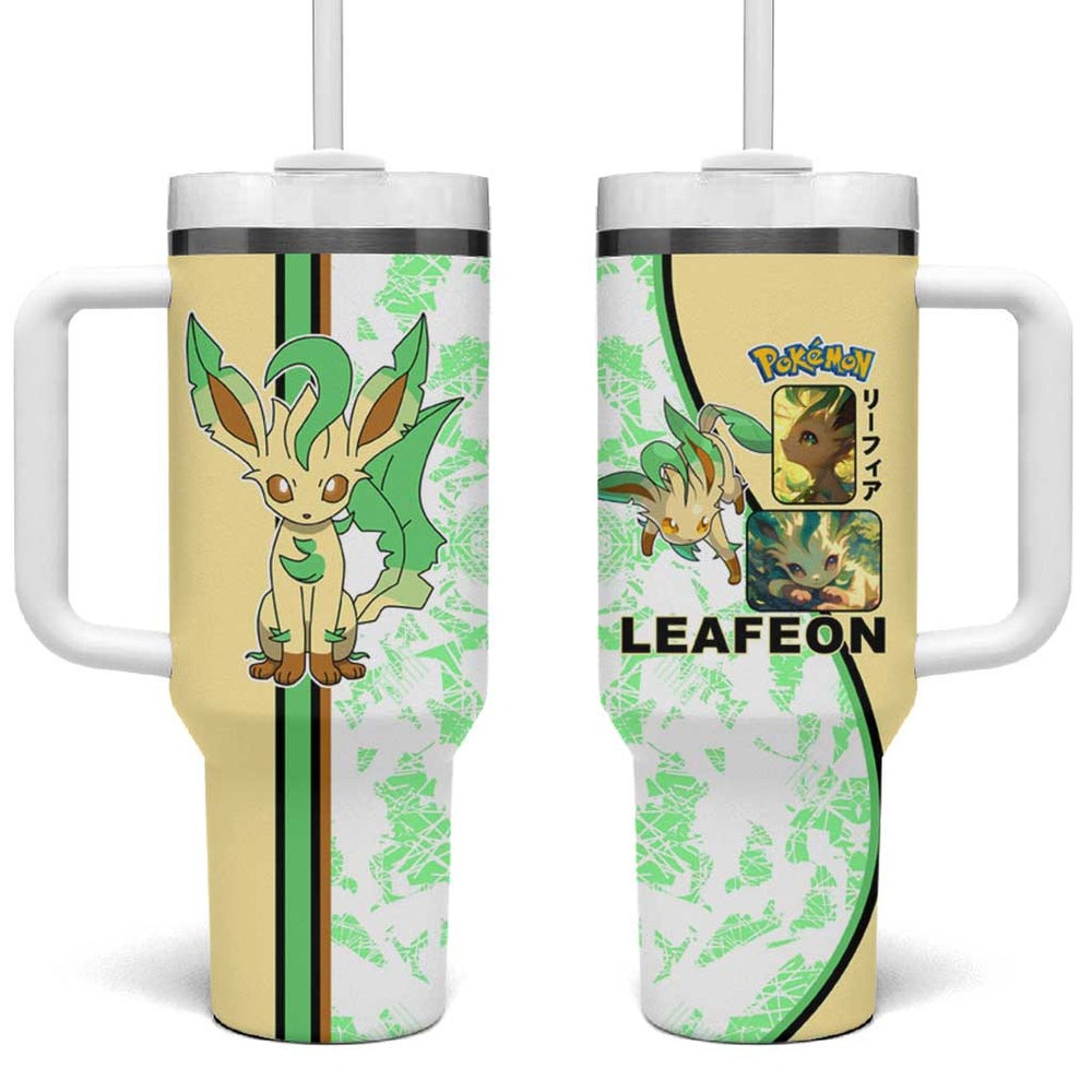 Leafeon Tumbler With Handle with Grass Type and Leafy Nature Pose Design TS04 Leafeon Tumbler With Handle with Grass Type and Leafy Nature Pose Design TS04