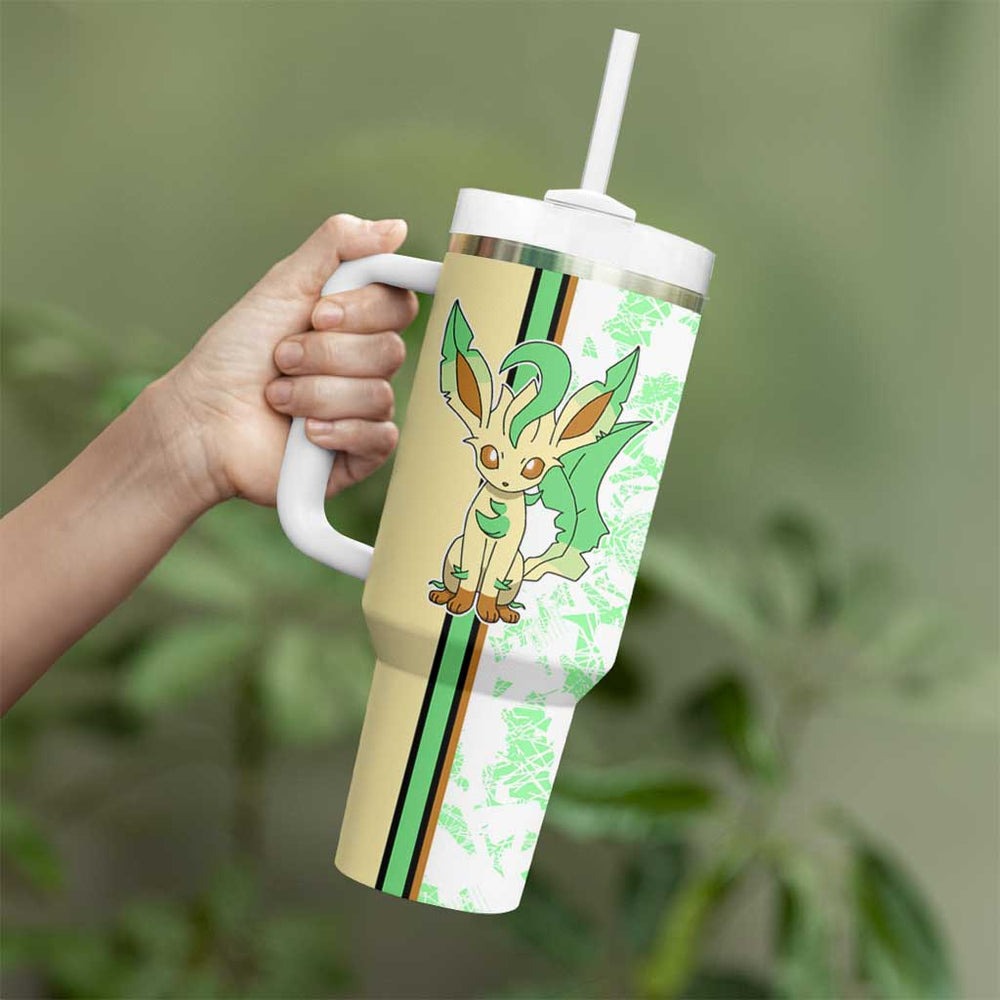 Leafeon Tumbler With Handle with Grass Type and Leafy Nature Pose Design TS04 Leafeon Tumbler With Handle with Grass Type and Leafy Nature Pose Design TS04