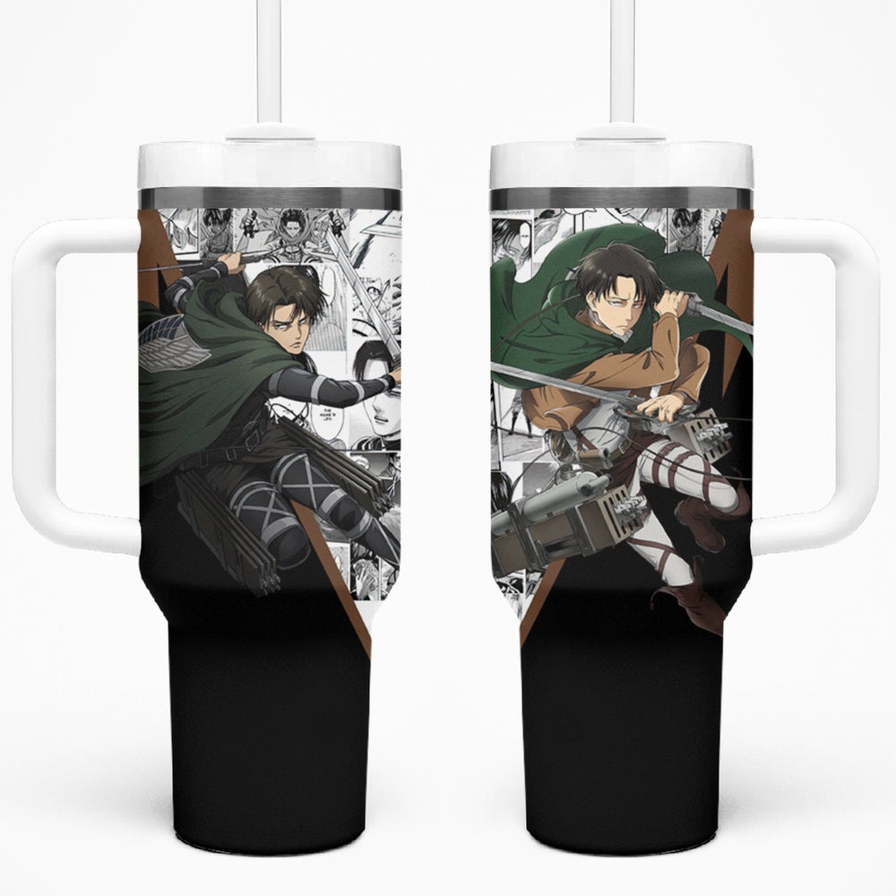 Levi Ackerman - Manga Style Tumbler With Handle TS04 Levi Ackerman - Manga Style Tumbler With Handle TS04