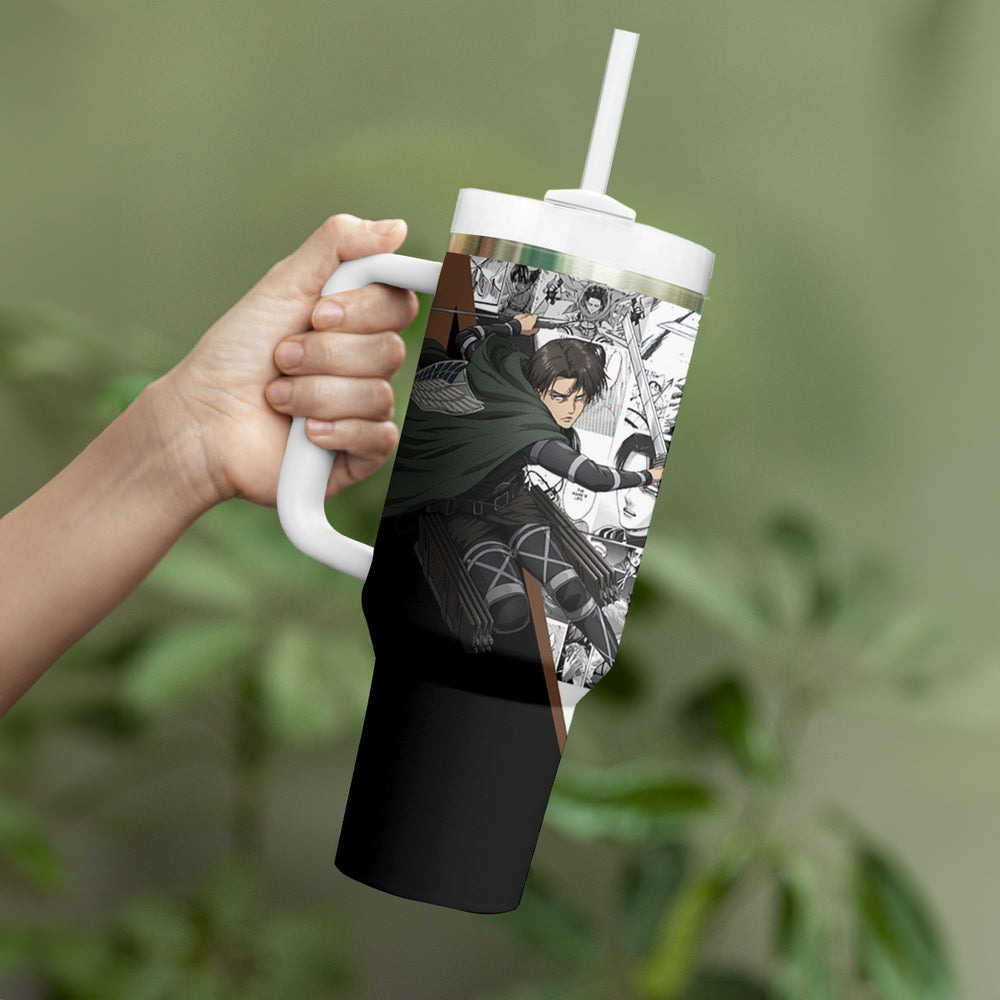 Levi Ackerman - Manga Style Tumbler With Handle TS04 Levi Ackerman - Manga Style Tumbler With Handle TS04