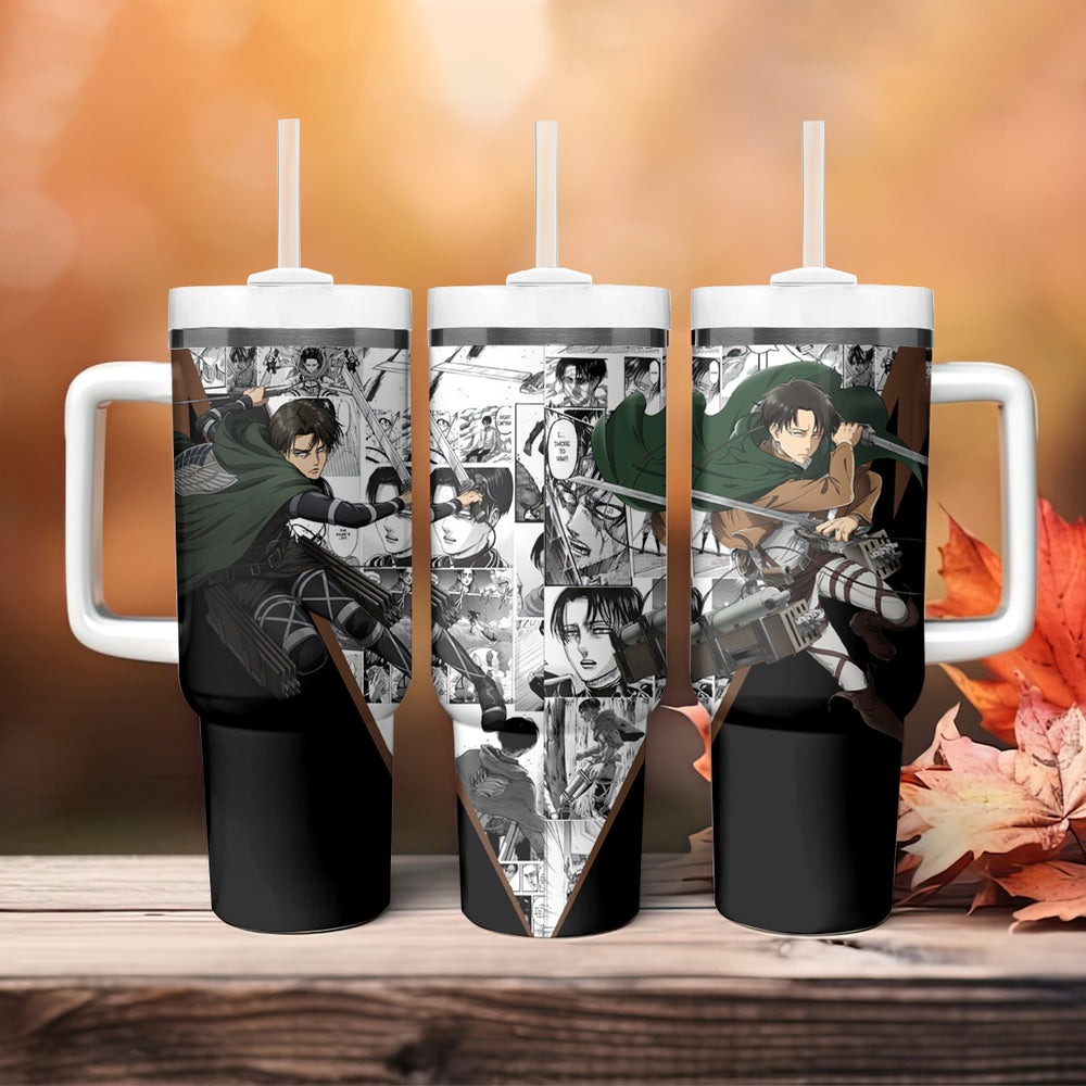 Levi Ackerman - Manga Style Tumbler With Handle TS04 Levi Ackerman - Manga Style Tumbler With Handle TS04