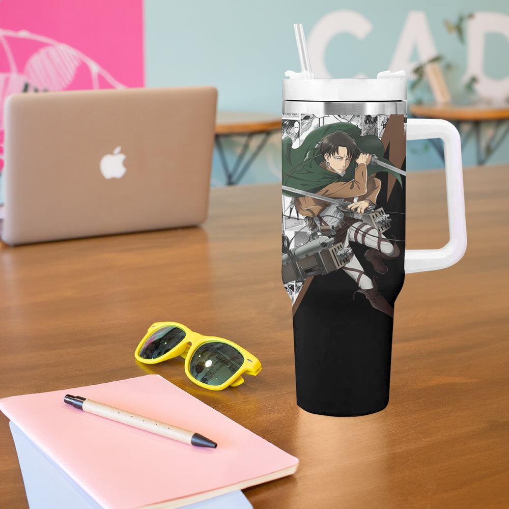 Levi Ackerman - Manga Style Tumbler With Handle TS04 Levi Ackerman - Manga Style Tumbler With Handle TS04