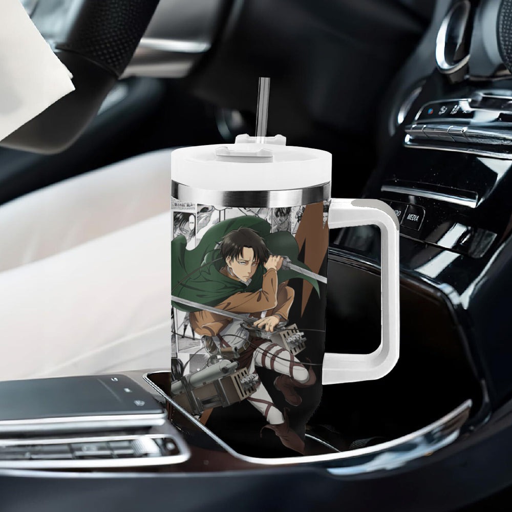 Levi Ackerman - Manga Style Tumbler With Handle TS04 Levi Ackerman - Manga Style Tumbler With Handle TS04