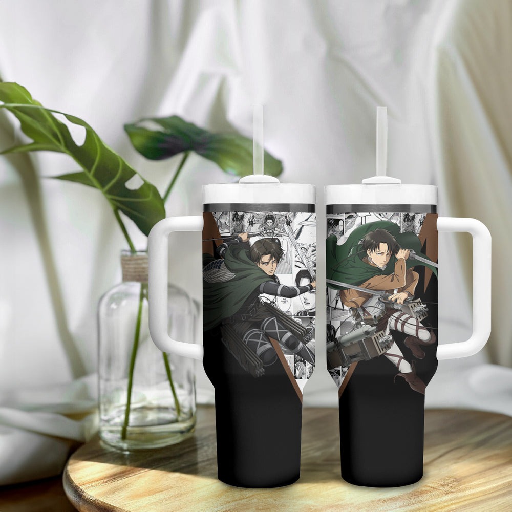 Levi Ackerman - Manga Style Tumbler With Handle TS04 Levi Ackerman - Manga Style Tumbler With Handle TS04