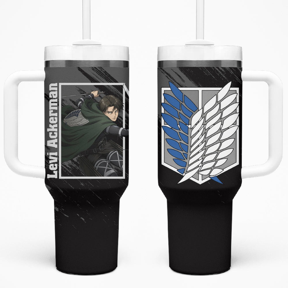 Levi Ackerman Tumbler With Handle Attack On Titan TS04 Levi Ackerman Tumbler With Handle Attack On Titan TS04
